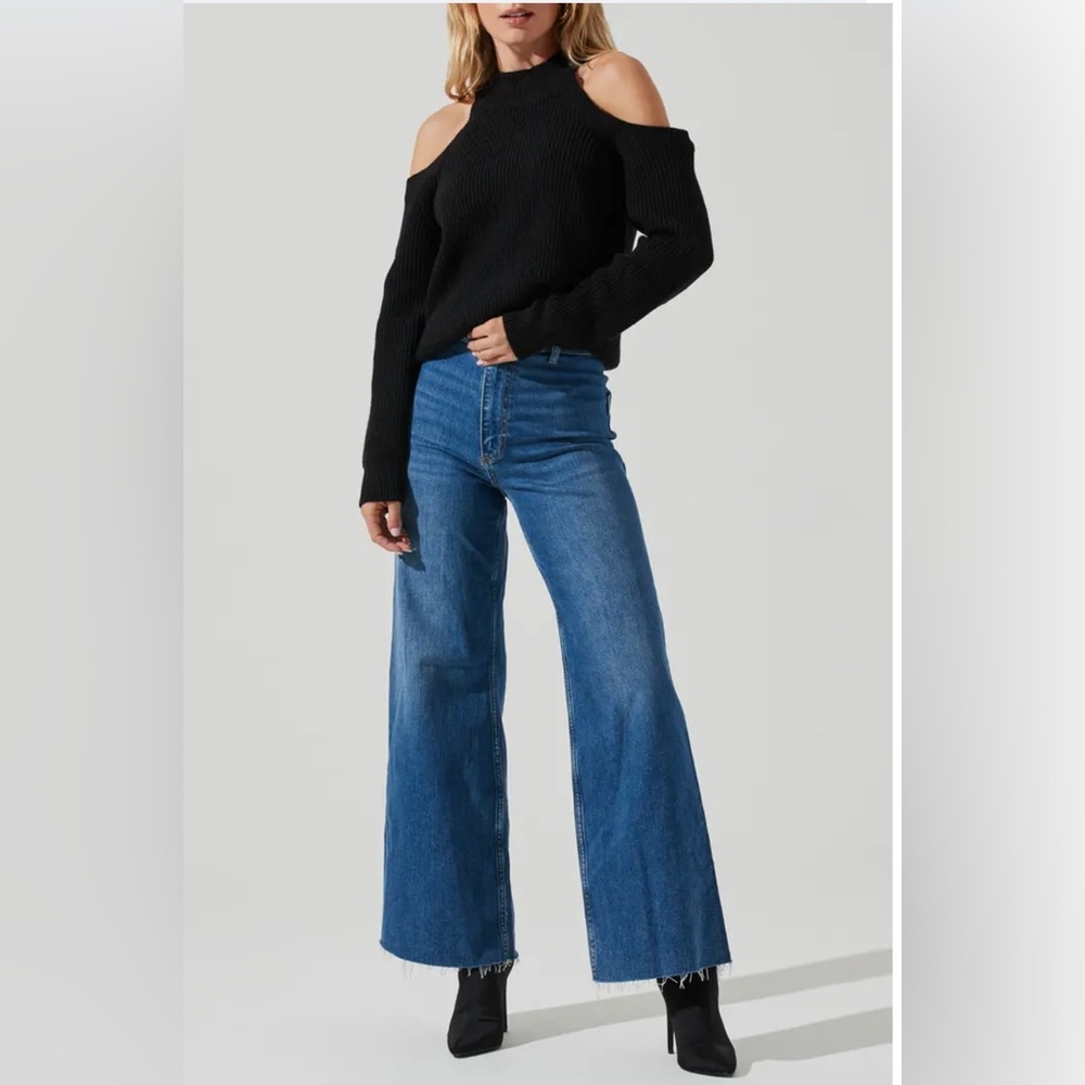 ASTR the Label Cold Shoulder Mock Neck Sweater - Picture 3 of 8